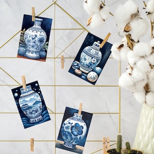 Art of Blue and White | Chinoiserie Art Postcards | Oriental Postcards | Chinese Porcelain Postcard Set | Postcrossing Penpal Postcards