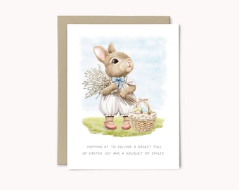 Carte de lapin de Pâques, cadeaux de Pâques, carte de voeux de Pâques, décoration de Pâques, joyeuses Pâques, carte de voeux de printemps illustrée à l'aquarelle