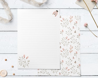 Watercolor Rose Garden Stationery Set: Floral Letter Writing Paper