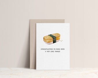 Long Tamago Birthday Card | Funny Birthday Card | Sushi Birthday Card | Sushi Card | Birthday Card | Egg Card | Sushi Gift | Pun Birthday