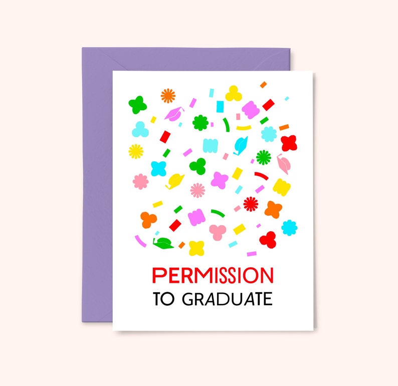 Congratulations Graduation Card Permission to Graduate Kpop Inspired Card for Graduate PTD on Stage Bangtan Card Confetti Grad image 1