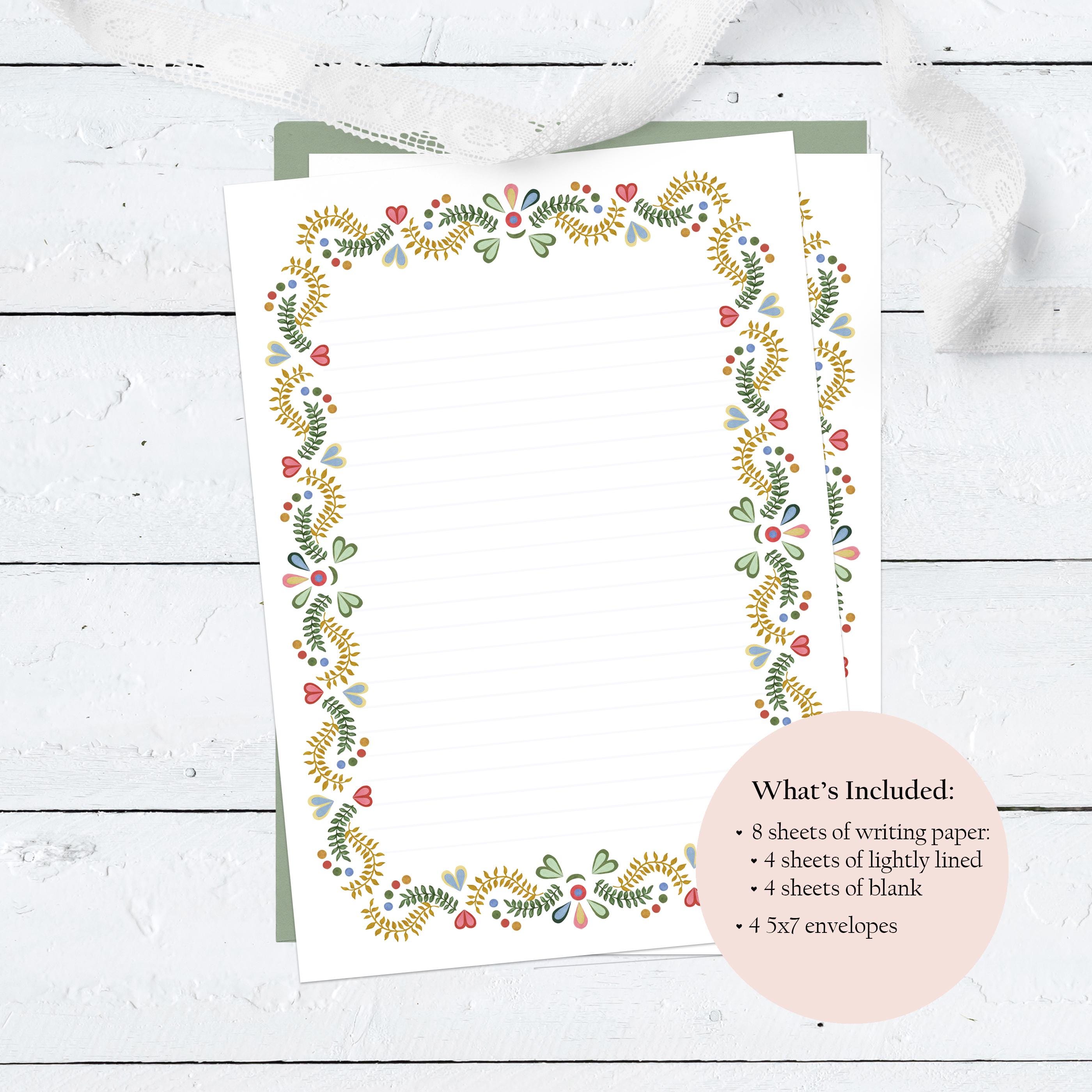 Folk Floral Stationery Set : Floral Letter Writing Paper - Etsy