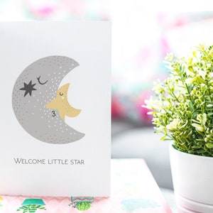 Willkommen Little Star New Baby Karte, neue Ankunftskarte, Glückwünsche, neues Baby, minimalistische Babykarte, neue Eltern Grußkarte Geschenk Bild 2