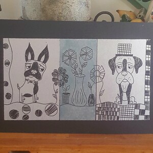 Boxer And Boston Terrier Print Arrowmont Dogs Flower Wall Art