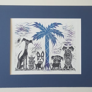 Boston Terrier Print,Greyhound Print, Yorkie, Terrier, Pug, Schnauzer, Under The Palm