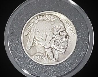 Rotting Warrior Skull Hobo Nickel by Sean Bennington