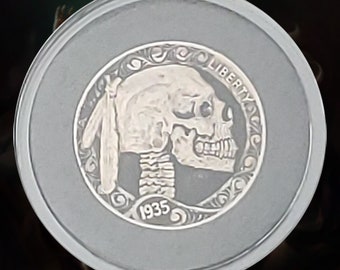 Rotting Warrior Skull Hobo Nickel by Sean Bennington