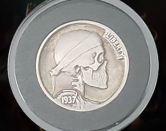Bandana Skull Hobo Nickel by unknown artist