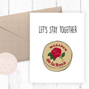 Let&#39;s Stay Together Mazapan Card / Valentine&#39;s Day Card / Love Card / Valentines Day Card / Spanish Greeting Card