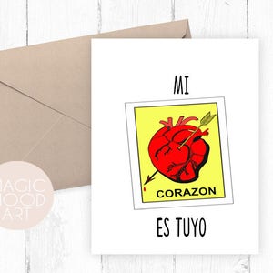 Mi Corazón Es Tuyo Card / Valentine's Day Card / Love Card / Valentines Day Card / Spanish Greeting Card / Father's Day Card / Dia del Padre