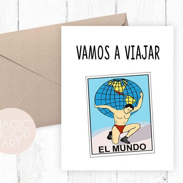 Vamos a Viajar El Mundo Card / Valentine's Day Card / Love Card / Let's Travel the World  / Spanish Greeting Card
