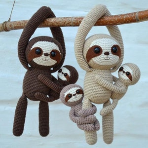 Crochet pattern big sloth and baby sloth , pdf file image 4