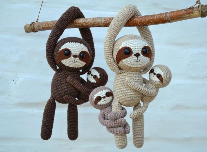 Crochet pattern big sloth and baby sloth , pdf file image 4