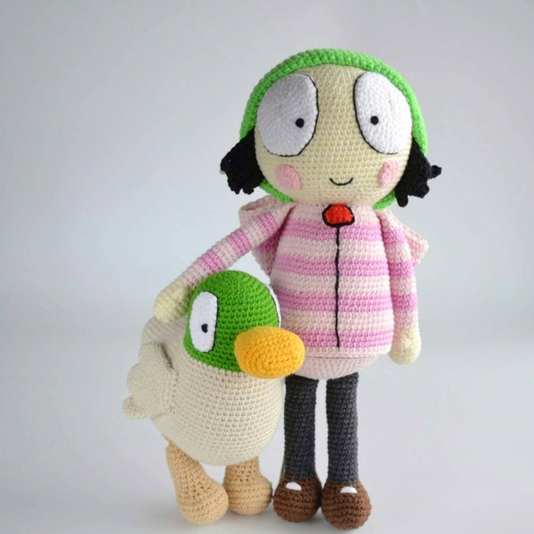 Handgemachte Sarah und Duck Häkelpuppe