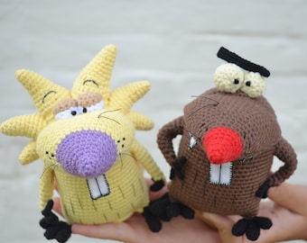 Giocattoli all'uncinetto Angry Beavers, peluche Angry Beavers