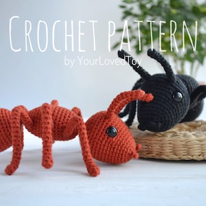 Ant crochet pattern, tutorial ants, amigurumi Formicidae, ant crochet, ant black king, red ant (English)
