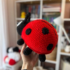 Ladybug Plush Toy, Crochet Stuffed Insect, Soft Chenille Amigurumi, Home Decor, Cute Gift for bug lovers
