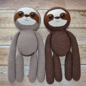 Crochet pattern big sloth and baby sloth , pdf file image 2