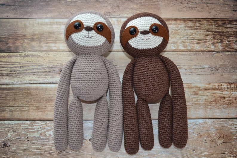 Crochet pattern big sloth and baby sloth , pdf file image 2