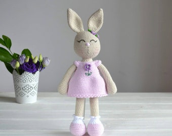 Bunny toys for babies ,  bunny amigurumi doll with sleepy eyes , Easter toys