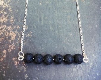 Silver Lava Bead Essential Oil Diffuser Necklace