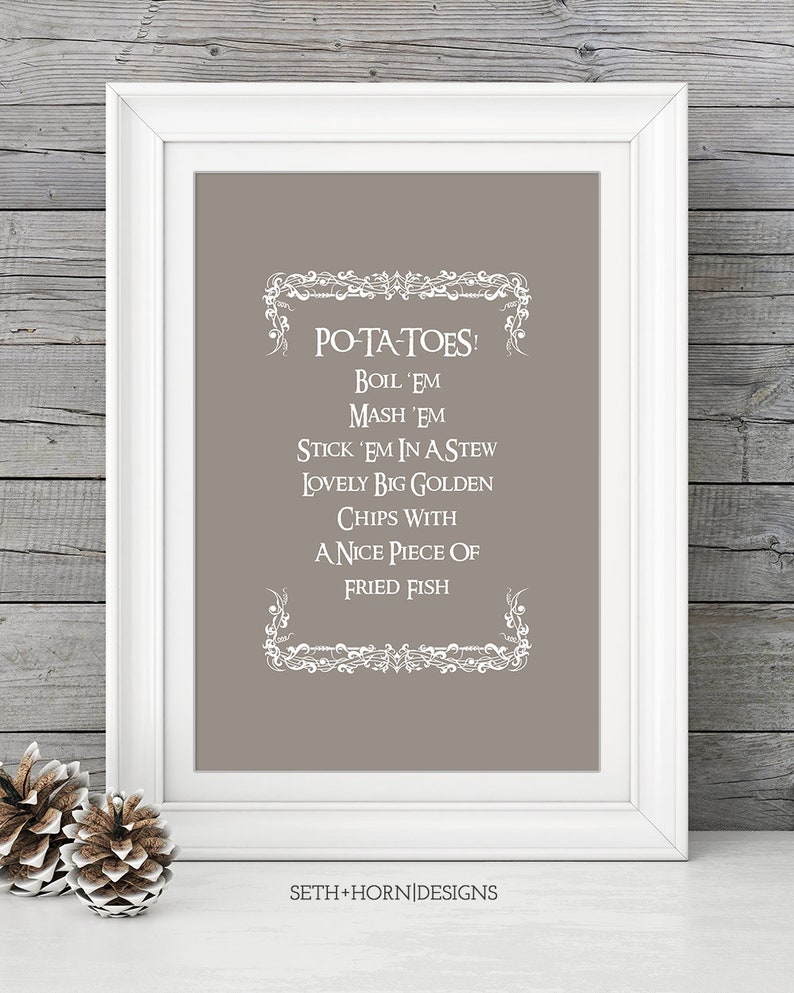Lord of the Rings Potatoes Hobbit Printable Instant Download, the Shire