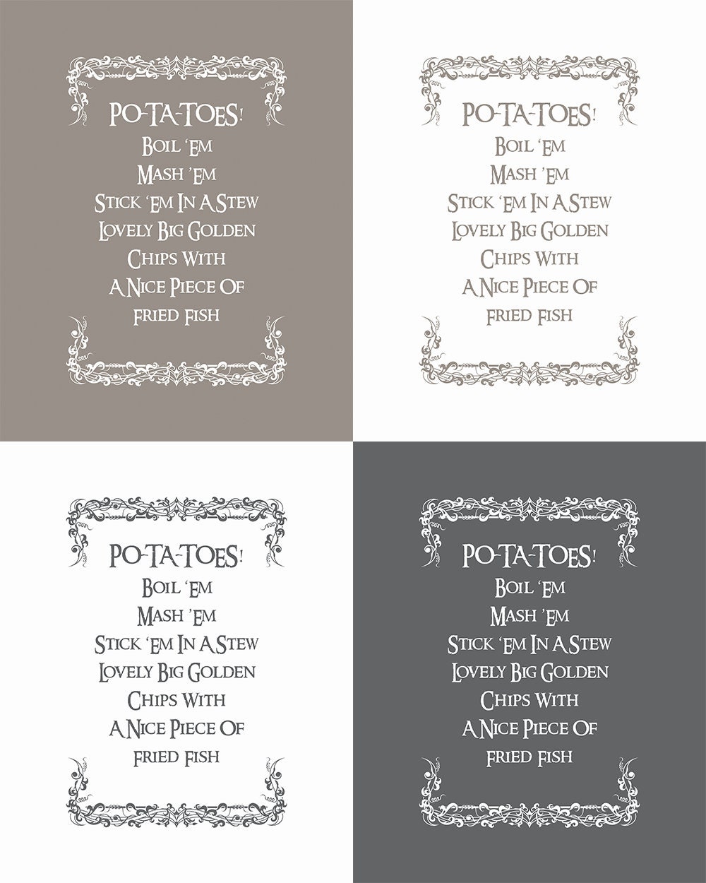 Lord of the Rings Potatoes Hobbit Printable Instant Download, the Shire