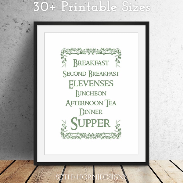 Lord of the Rings - Hobbit Meals | Printable Instant Download, The Shire, JRR Tolkien Quote, Pippin, Wall Art, Wall Decor, Home Decor, Print