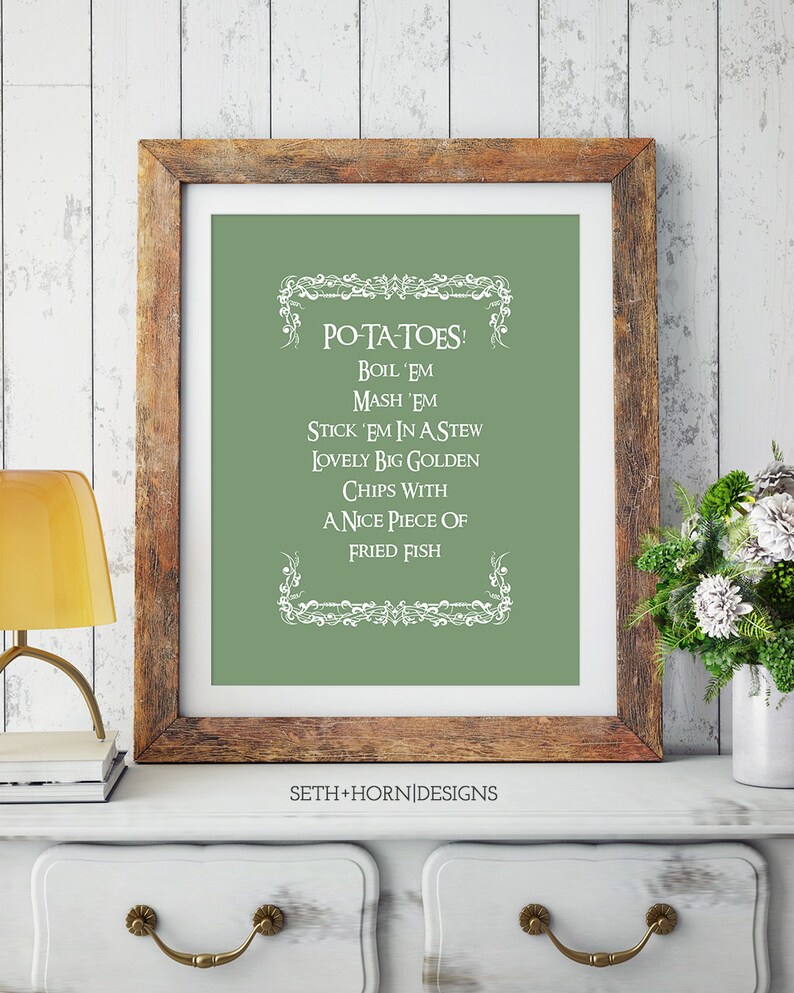 Lord of the Rings Potatoes Hobbit Printable Instant Download, the Shire