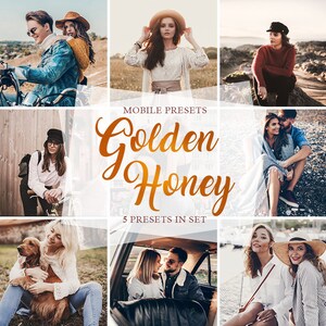 Mobile Presets, Lightroom Mobile Presets,  Golden Honey Mobile Presets Lightroom - 5 Golden Honey Presets for Ligtroom Mobile