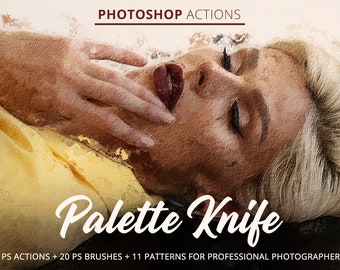 Palette Knife Oil Painting Photoshop Actions: Brushes & Patterns