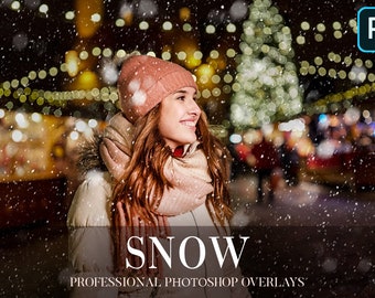 Superposiciones de nieve para Photoshop: Efectos fotográficos invernales (Descarga digital)