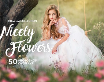 50 Flower Photo Overlays: High-Resolution PNG (Photoshop)