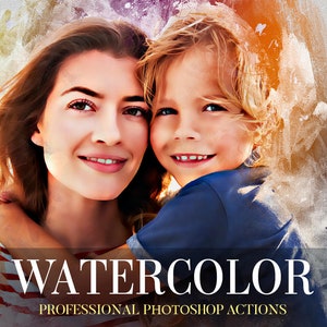 Watercolor Photoshop Action,Watercolor Effect for Photoshop,Photoshop Filters,Photo Actions,Adobe Photoshop Action,Watercolor Art Actions image 1