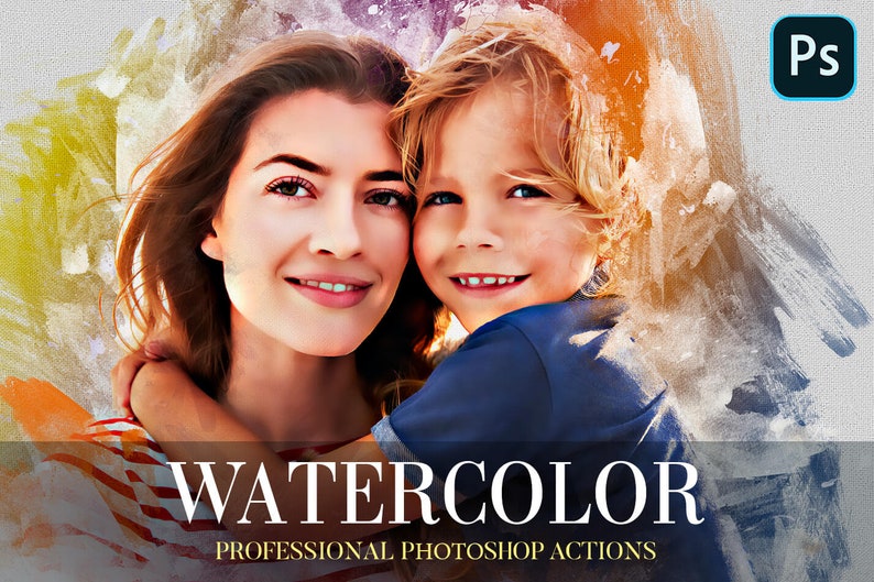 Watercolor Photoshop Action,Watercolor Effect for Photoshop,Photoshop Filters,Photo Actions,Adobe Photoshop Action,Watercolor Art Actions image 1