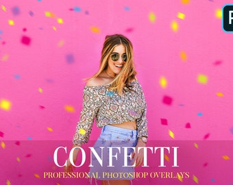 Confetti Photoshop Overlays: Party Photography PNG Effects (Digital Overlay)