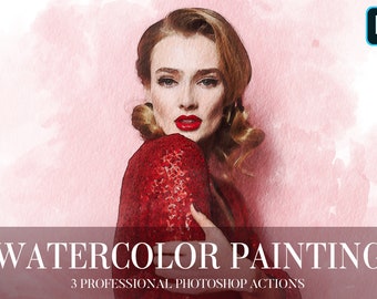 Watercolor Painting Photoshop Actions: Photo Effects, Filters (Digital Download)