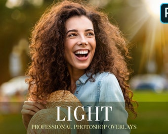 Sunlight Effect Photo Overlays: Light PNG, JPG (Digital Download)
