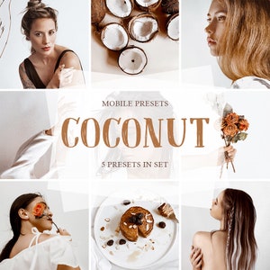 Coconut Lightroom Mobile Presets: 5 Photo Filters (.dng .xmp .lrtemplate)