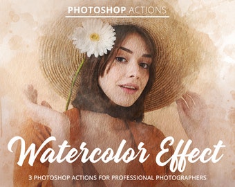 Akvarelleffekt Photoshop-åtgärder: Fotokonstfilter (digital nedladdning)