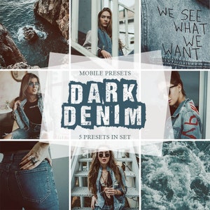 Lightroom Mobile Presets, Lightroom Presets Mobile, Mobile Lightroom Presets, Mobile Presets - 5 Dark Denim Presets Ligtroom Mobile