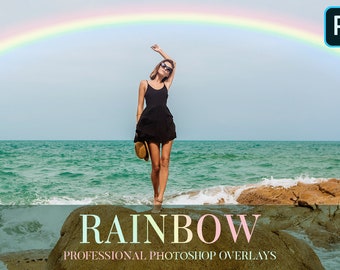 Superposiciones de arcoíris para Photoshop: efectos PNG y JPG (descarga digital)