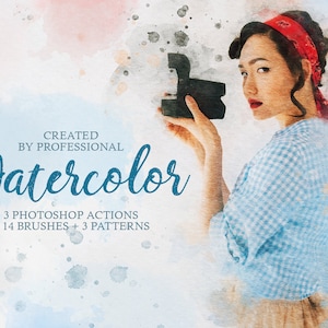 Watercolor Painter Photoshop Actions: Brushes & Patterns