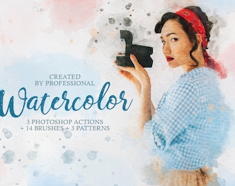 Watercolor Painter Photoshop Actions: Brushes & Patterns
