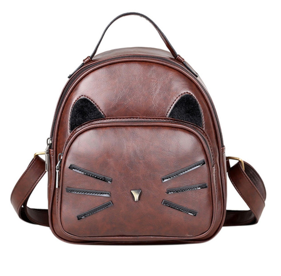 leather cat backpack