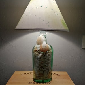 seaside design desk lamp bottle glass and shells image 1