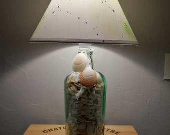 seaside design desk lamp bottle glass and shells