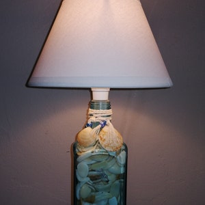 seaside design desk lamp bottle glass and shells