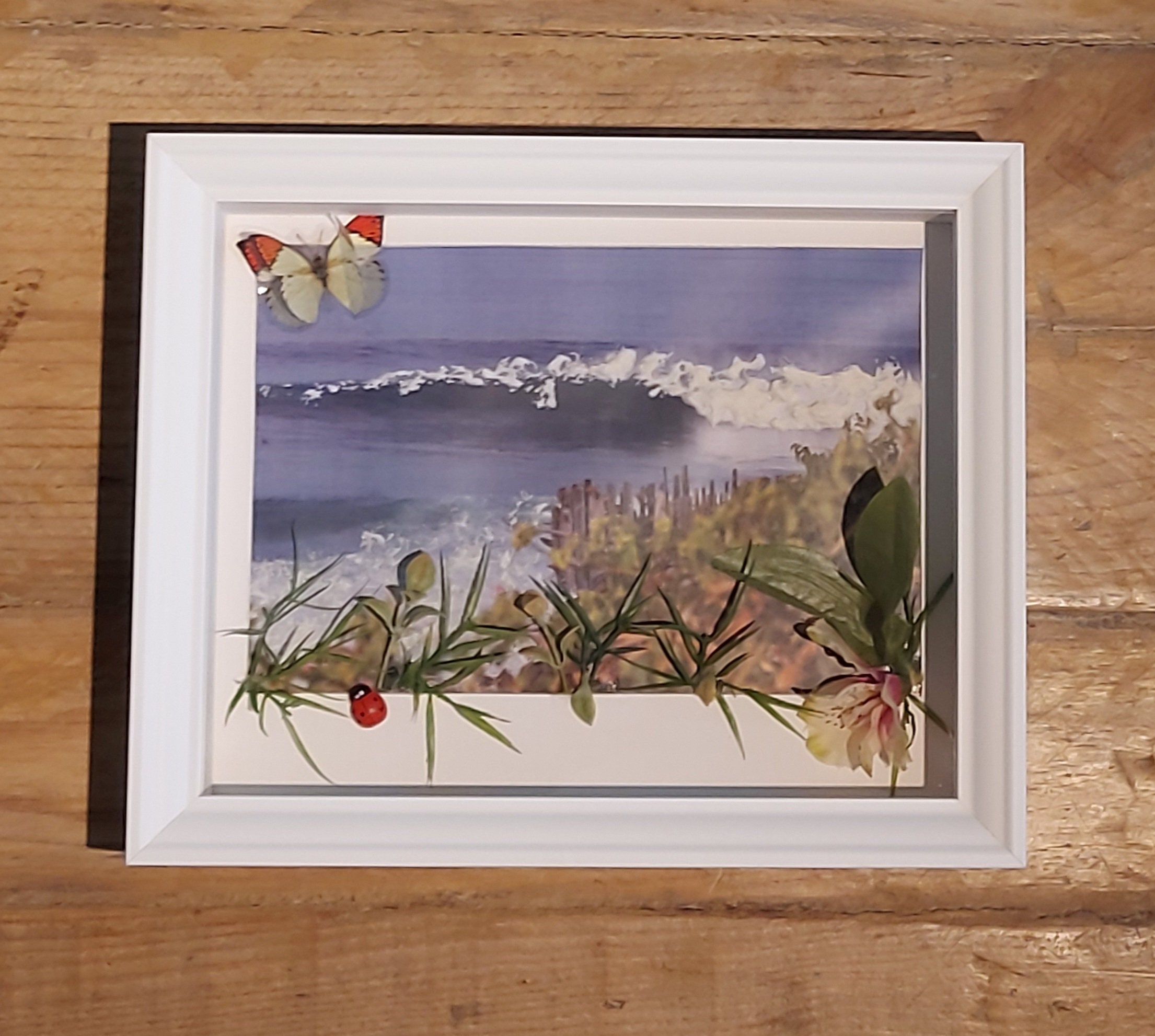 Cadre Photo Fleurs et Dunes de Sable en Relief 2D