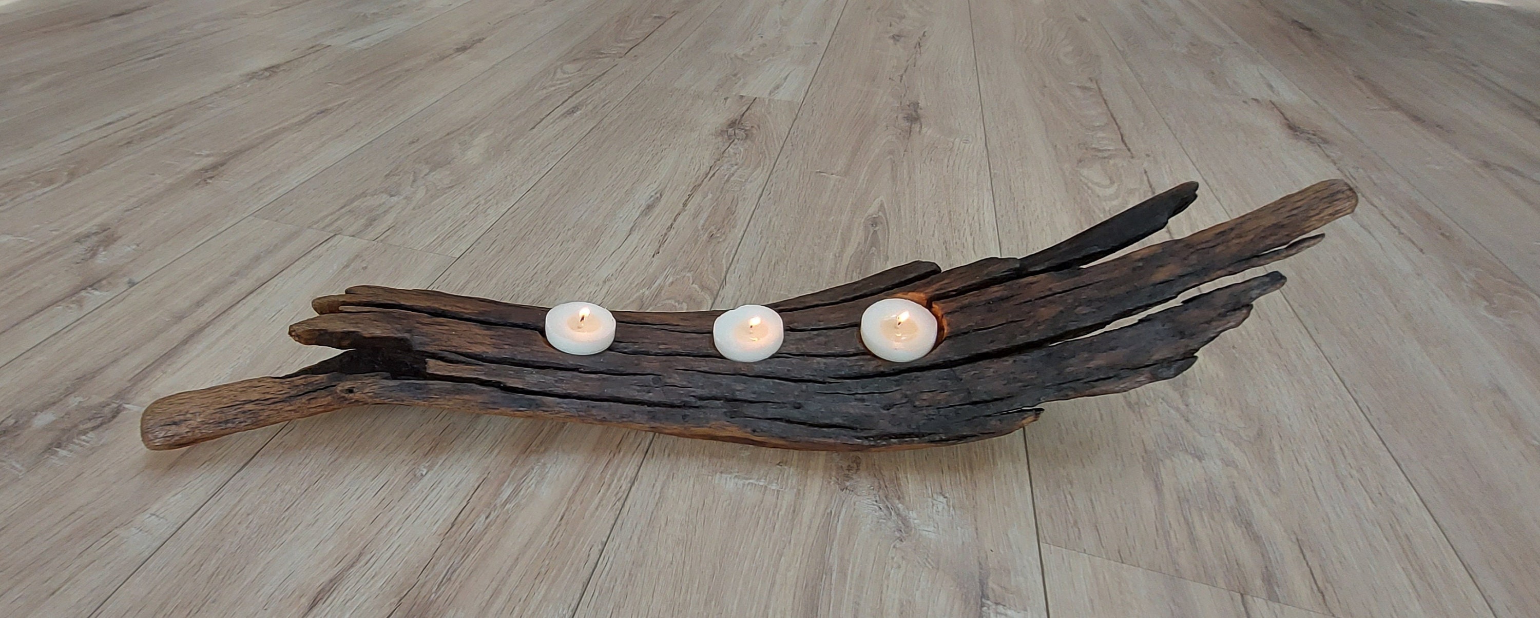 Bougie Décorative en Bois Flotté